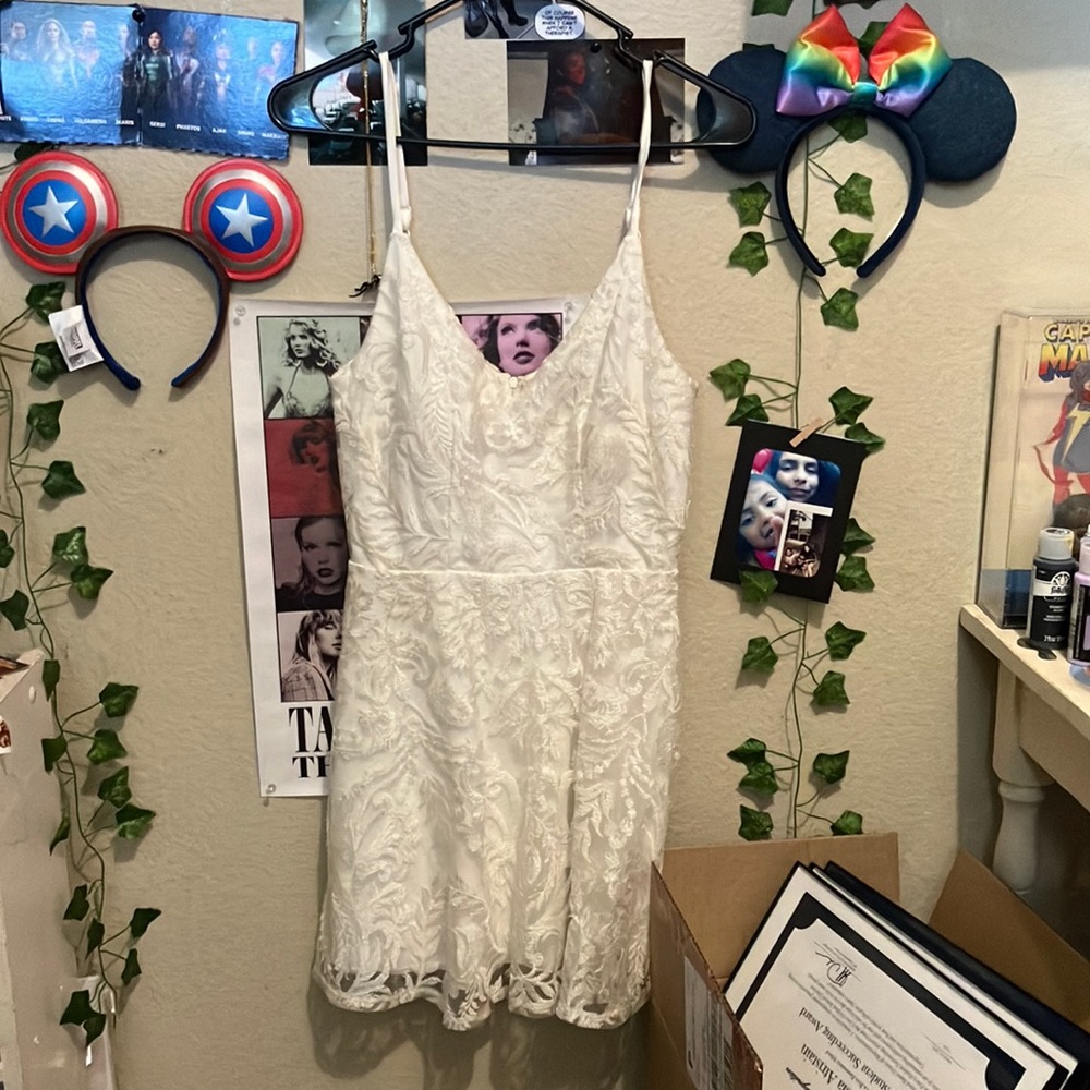 Speechless Mini Dress White with Patterns